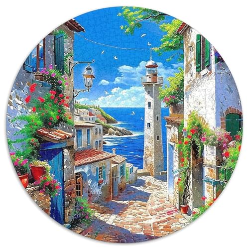 Küstenlandschaft 1000 PCS Puzzles Stressabbau Spielzeug Für Familienpuzzle Rundes Puzzle Puzzle-Spiele Wand Dekoration Geschenk (67.5x67.5cm) von XDDBYUIZP