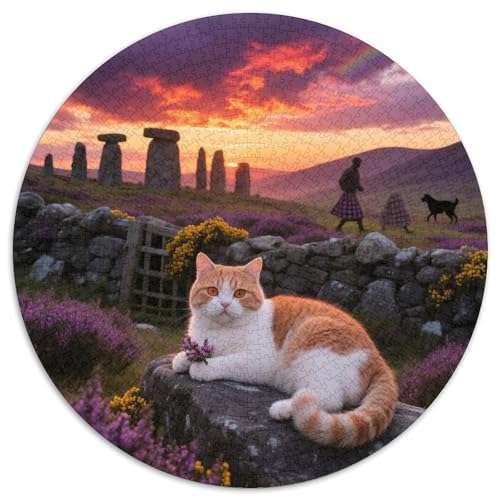 Kurzschwanzkatze 1000 PCS Puzzles Stressabbau-Spielzeug Für Erwachsene Kinder Circular Puzzles Puzzle-Spiele Wand Dekoration Geschenk (67.5x67.5cm) von XDDBYUIZP