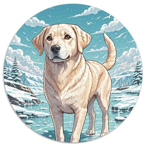 Labrador Hund 1000 PCS Puzzles Stressabbau-Spielzeug Für Erwachsene Kinder Süße Haustiere Runden Puzzle Puzzle-Spiele Wand Dekoration Geschenk 1000pcs (67.5x67.5cm) von XDDBYUIZP