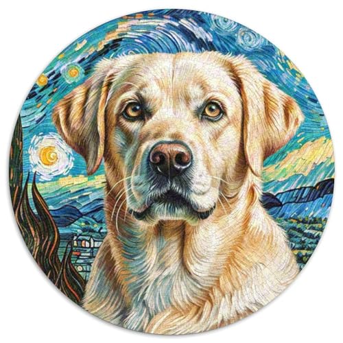 Labrador Hund 1000 PCS Puzzles Stressabbau Spielzeug Für Familienpuzzle Süße Haustiere Rund Puzzle Puzzle-Spiele Wand Dekoration Geschenk 1000pcs (67.5x67.5cm) von XDDBYUIZP