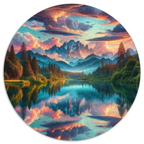 Landschaft 1000 PCS Puzzles Stressabbau Spielzeug Für Familienpuzzle Runden Puzzle Puzzle-Spiele Wand Dekoration Geschenk (67.5x67.5cm) von XDDBYUIZP
