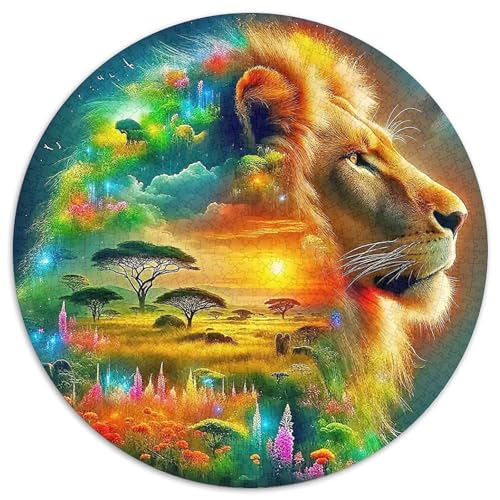 Löwen 1000 PCS Puzzles Stressabbau Spielzeug Für Familienpuzzle Rund Puzzle Puzzle-Spiele Wand Dekoration Geschenk (67.5x67.5cm) von XDDBYUIZP