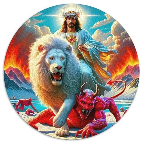 Löwen 1000 Stück Puzzles Circular Puzzle Puzzle-Spiele Wand Dekoration Geschenk (67.5x67.5cm) von XDDBYUIZP