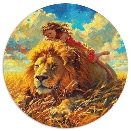 Löwen 1000 Stück Puzzles Stressabbau-Spielzeug Für Erwachsene Kinder Circular Puzzles Puzzle-Spiele Wand Dekoration Geschenk (67.5x67.5cm) von XDDBYUIZP