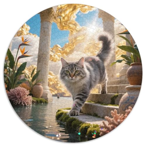 Maine Coon 1000 Stück Puzzle Stressabbau-Spielzeug Für Erwachsene Kinder Süße Haustiere Circular Puzzles Puzzle-Spiele Wand Dekoration Geschenk (67.5x67.5cm) von XDDBYUIZP