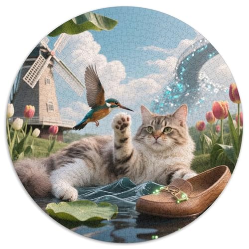 Maine Coon 1000 Stück Puzzles Für Erwachsene Und Kinder Jahren Süße Haustiere Rundes Puzzle Puzzle-Spiele Wand Dekoration Geschenk (67.5x67.5cm) von XDDBYUIZP