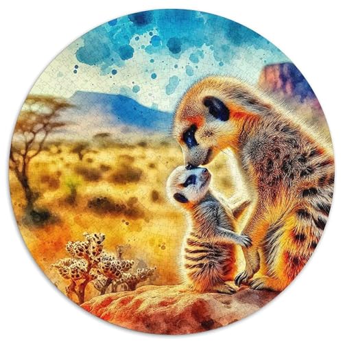 Meerkat 1000 Stück Puzzle Stressabbau Spielzeug Für Familienpuzzle Rund Puzzle Puzzle-Spiele Wand Dekoration Geschenk (67.5x67.5cm) von XDDBYUIZP