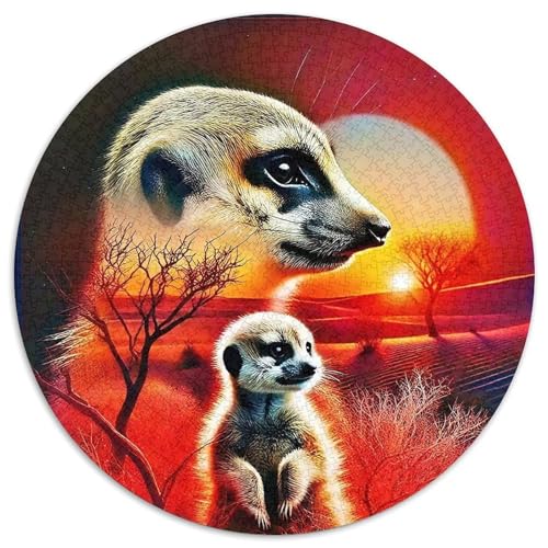 Meerkat 1000 Stück Puzzle Stressabbau Spielzeug Für Familienpuzzle Rundes Puzzle Puzzle-Spiele Wand Dekoration Geschenk (67.5x67.5cm) von XDDBYUIZP