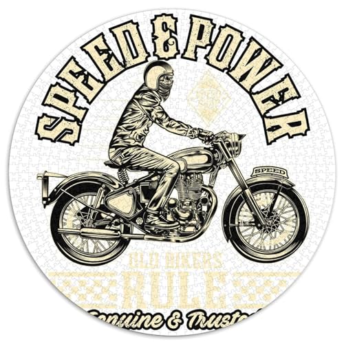 Motorrad 1000 Stück Puzzle VerringerterDruck Rund Puzzle Puzzle-Spiele Wand Dekoration Geschenk 1000pcs (67.5x67.5cm) von XDDBYUIZP