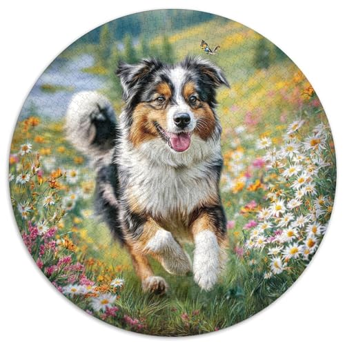 Netter Hund 1000 PCS Puzzle Stressabbau-Spielzeug Für Erwachsene Kinder Rundes Puzzle Puzzle-Spiele Wand Dekoration Geschenk (67.5x67.5cm) von XDDBYUIZP