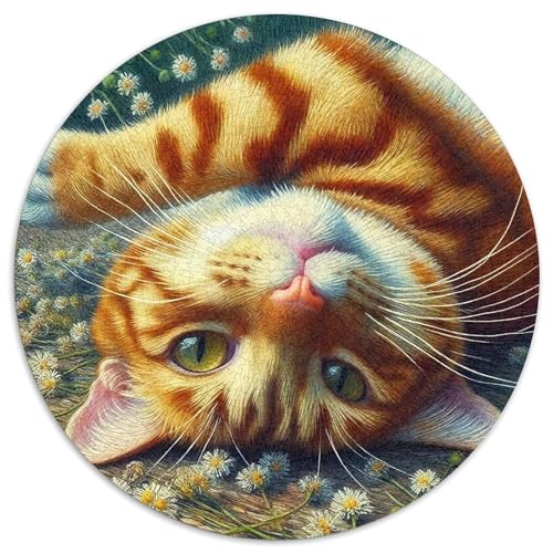Niedliche Katze 1000 Stück Puzzles Stressabbau-Spielzeug Für Erwachsene Kinder Runden Puzzle Puzzle-Spiele Wand Dekoration Geschenk (67.5x67.5cm) von XDDBYUIZP