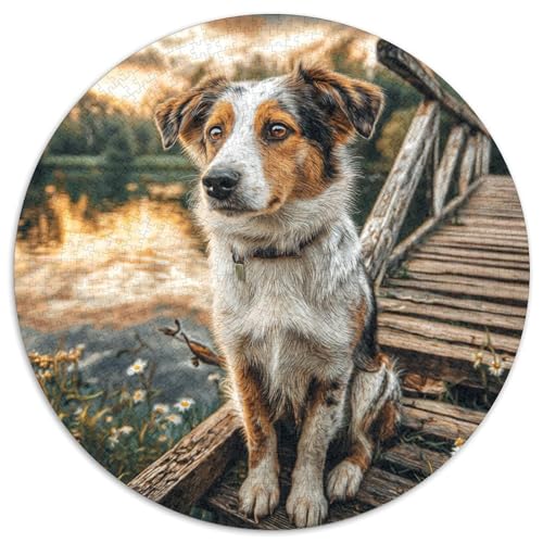 Niedlicher HaustiErhund 1000 PCS Puzzles Stressabbau Spielzeug Für Familienpuzzle Circular Puzzles Puzzle-Spiele Wand Dekoration Geschenk (67.5x67.5cm) von XDDBYUIZP