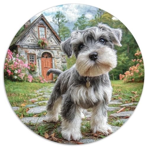 Niedlicher HaustiErhund 1000 PCS Puzzles Stressabbau Spielzeug Für Familienpuzzle Rund Puzzle Puzzle-Spiele Wand Dekoration Geschenk (67.5x67.5cm) von XDDBYUIZP