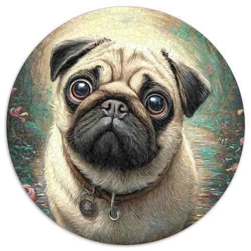 Niedlicher HaustiErhund 1000 Stück Puzzle Stressabbau-Spielzeug Für Erwachsene Kinder Circular Puzzle Puzzle-Spiele Wand Dekoration Geschenk (67.5x67.5cm) von XDDBYUIZP