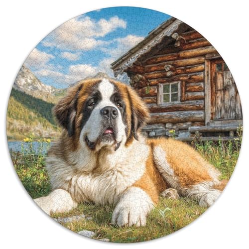 Niedlicher HaustiErhund 1000 Stück Puzzles Für Erwachsene Und Kinder Jahren Circular Puzzle Puzzle-Spiele Wand Dekoration Geschenk (67.5x67.5cm) von XDDBYUIZP
