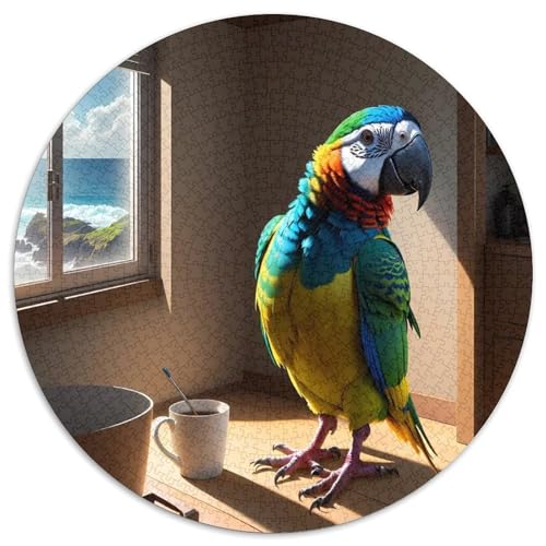 Papagei 1000 PCS Puzzles Stressabbau Spielzeug Für Familienpuzzle Vögel Rundes Puzzle Puzzle-Spiele Wand Dekoration Geschenk 1000pcs (67.5x67.5cm) von XDDBYUIZP