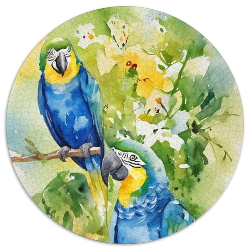 Papagei 1000 Stück Puzzles Stressabbau Spielzeug Für Familienpuzzle Vögel Runden Puzzle Puzzle-Spiele Wand Dekoration Geschenk 1000pcs (67.5x67.5cm) von XDDBYUIZP
