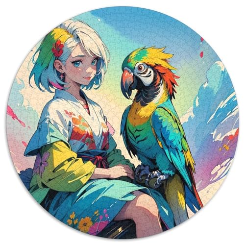 Papagei 1000 Stück Puzzles VerringerterDruck Vögel Circular Puzzles Puzzle-Spiele Wand Dekoration Geschenk 1000pcs (67.5x67.5cm) von XDDBYUIZP