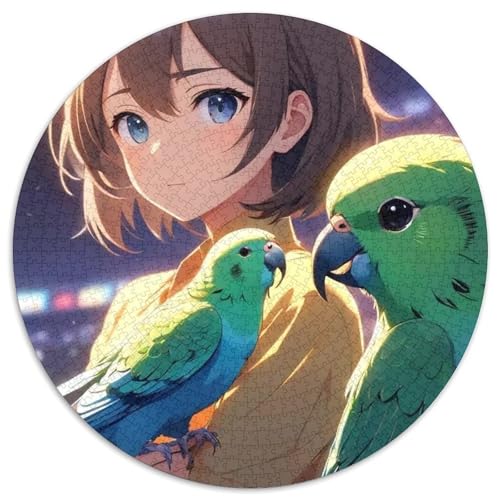 Papagei 1000 Stück Puzzles VerringerterDruck Vögel Rund Puzzle Puzzle-Spiele Wand Dekoration Geschenk 1000pcs (67.5x67.5cm) von XDDBYUIZP