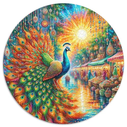 Pfauen 1000 PCS Puzzles Stressabbau Spielzeug Für Familienpuzzle Tier Circular Puzzles Puzzle-Spiele Wand Dekoration Geschenk 1000pcs (67.5x67.5cm) von XDDBYUIZP