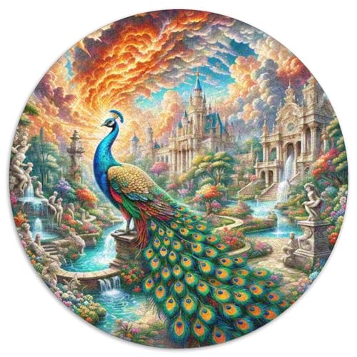 Pfauen 1000 Stück Puzzle VerringerterDruck Tier Runden Puzzle Puzzle-Spiele Wand Dekoration Geschenk 1000pcs (67.5x67.5cm) von XDDBYUIZP