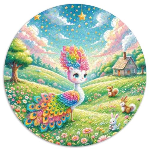 Pfauen 1000 Stück Puzzles Stressabbau Spielzeug Für Familienpuzzle Tier Runden Puzzle Puzzle-Spiele Wand Dekoration Geschenk 1000pcs (67.5x67.5cm) von XDDBYUIZP