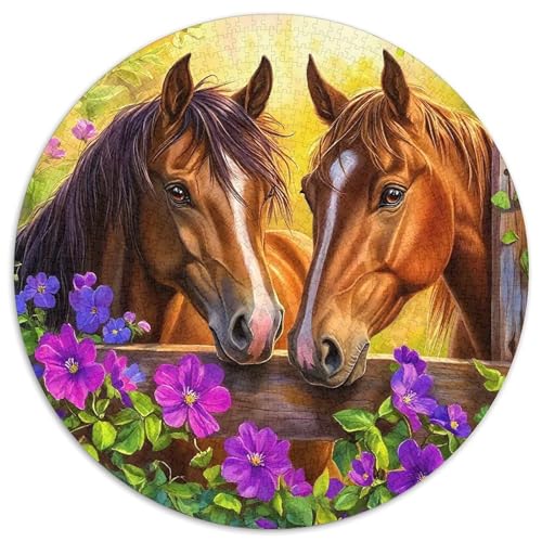 Pferd 1000 Stück Puzzles Circular Puzzle Puzzle-Spiele Wand Dekoration Geschenk (67.5x67.5cm) von XDDBYUIZP
