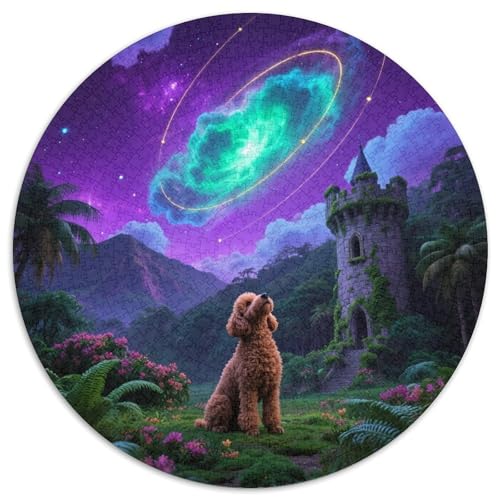 Poodle 1000 Stück Puzzle Stressabbau Spielzeug Für Familienpuzzle Süße Haustiere Rund Puzzle Puzzle-Spiele Wand Dekoration Geschenk (67.5x67.5cm) von XDDBYUIZP