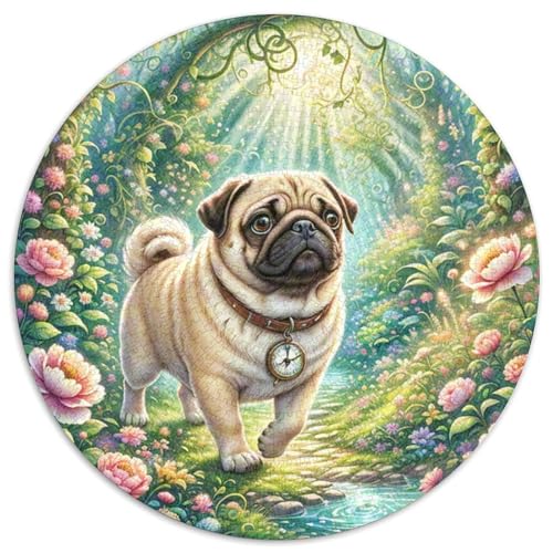 Pug 1000 Stück Puzzles Circular Puzzle Puzzle-Spiele Wand Dekoration Geschenk (67.5x67.5cm) von XDDBYUIZP