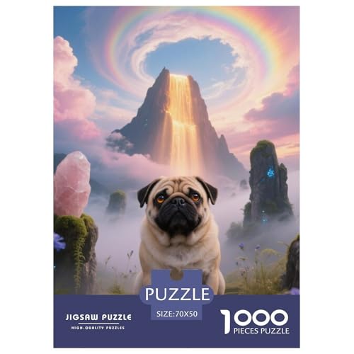 Pug Jigsaw Geeignet Für Erwachsene Und Kinder Kreativ 1000 Stück niedlich Haustier Spaß Herausforderend Unique Home Decor 70x50cm Pug Jigsaw Geeignet Für Erwachsene Und Kinder Kreativ 1000 Stück niedlich Haustier Spaß Herausforderend Unique Home Decor 70x50cm von XDDBYUIZP