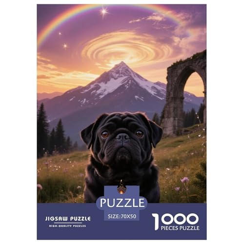 Pug Jigsaw Geeignet Für Erwachsene Und Kinder Kreativ 1000 Stück niedlich Haustier Spaß Herausforderend Unique Home Decor 70x50cm von XDDBYUIZP