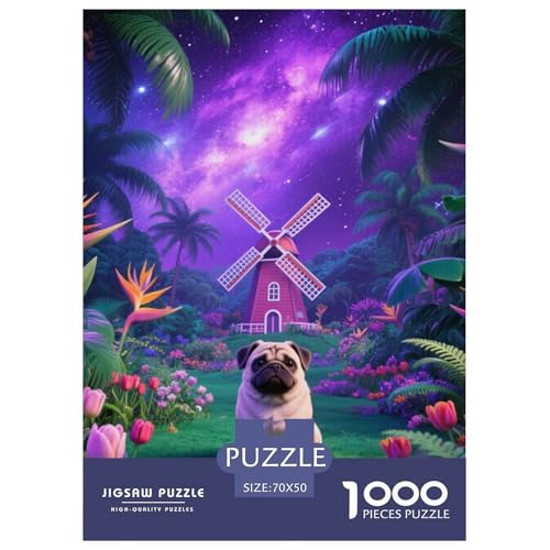 Pug Jigsaw Geeignet Für Erwachsene Und Kinder Kreativ 1000 Stücke niedlich Haustier Spaß Herausforderend Unique Home Decor 70x50cm Pug Jigsaw Geeignet Für Erwachsene Und Kinder Kreativ 1000 Stücke niedlich Haustier Spaß Herausforderend Unique Home Decor 70x50cm von XDDBYUIZP