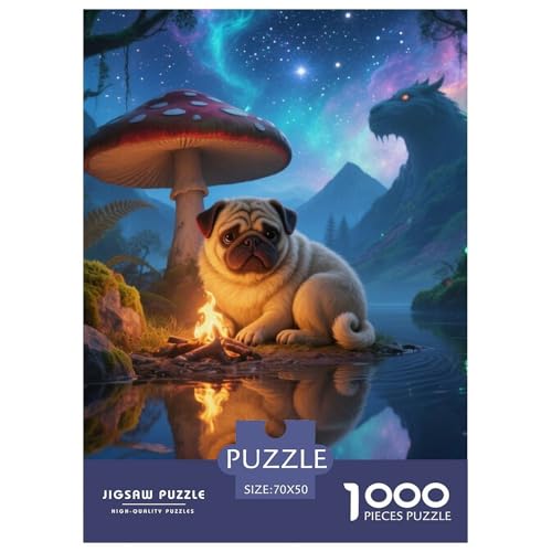 Pug Jigsaw Geeignet Für Erwachsene Und Kinder Kreativ 1000 Stücke niedlich Haustier Spaß Herausforderend Unique Home Decor 70x50cm von XDDBYUIZP