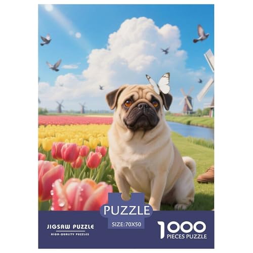 Pug Jigsaw Geeignet Für Erwachsene Und Kinder Kreativ 1000 Stücke niedlich Haustier Spiele Unique Home Decor 70x50cm Pug Jigsaw Geeignet Für Erwachsene Und Kinder Kreativ 1000 Stücke niedlich Haustier Spiele Unique Home Decor 70x50cm von XDDBYUIZP