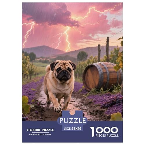 Pug Jigsaw Geeignet Für Erwachsene Und Kinder Kreativ 1000 Teile niedlich Haustier Spaß Herausforderend Unique Home Decor 38x26cm Pug Jigsaw Geeignet Für Erwachsene Und Kinder Kreativ 1000 Teile niedlich Haustier Spaß Herausforderend Unique Home Decor 38x26cm von XDDBYUIZP