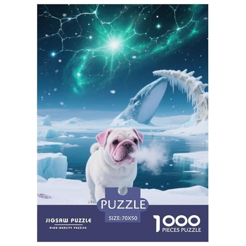 Pug Jigsaw Geeignet Für Erwachsene Und Kinder Kreativ 1000 Teile niedlich Haustier Spaß Herausforderend Unique Home Decor 70x50cm von XDDBYUIZP