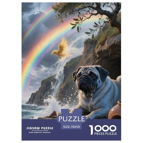 Pug Jigsaw Geeignet Für Erwachsene Und Kinder Kreativ 1000 Teile niedlich Haustier Spiele Unique Home Decor 70x50cm Pug Jigsaw Geeignet Für Erwachsene Und Kinder Kreativ 1000 Teile niedlich Haustier Spiele Unique Home Decor 70x50cm von XDDBYUIZP