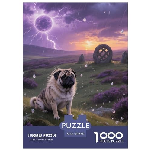 Pug Jigsaw Geeignet Für Erwachsene Und Kinder Kreativ 1000 Teile niedlich Haustier Spiele Unique Home Decor 70x50cm von XDDBYUIZP