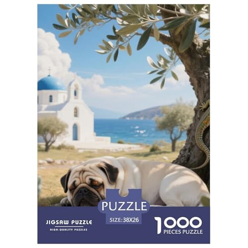 Pug Puzzle Geeignet Für Erwachsene Und Kinder Kreativ 1000 Stück niedlich Haustier Spiele Unique Home Decor 38x26cm von XDDBYUIZP