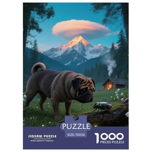 Pug Puzzle Geeignet Für Erwachsene Und Kinder Kreativ 1000 Teile niedlich Haustier Spiele Unique Home Decor 70x50cm Pug Puzzle Geeignet Für Erwachsene Und Kinder Kreativ 1000 Teile niedlich Haustier Spiele Unique Home Decor 70x50cm von XDDBYUIZP