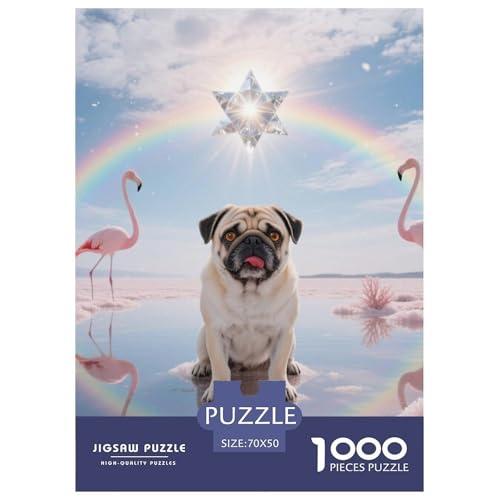 Pug Puzzles Geeignet Für Erwachsene Und Kinder Kreativ 1000 Stück niedlich Haustier Spaß Herausforderend Unique Home Decor 70x50cm Pug Puzzles Geeignet Für Erwachsene Und Kinder Kreativ 1000 Stück niedlich Haustier Spaß Herausforderend Unique Home Decor 70x50cm von XDDBYUIZP