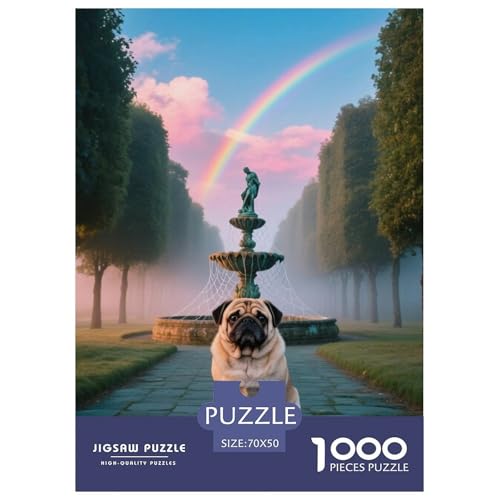 Pug Puzzles Geeignet Für Erwachsene Und Kinder Kreativ 1000 Stück niedlich Haustier Spiele Unique Home Decor 70x50cm von XDDBYUIZP