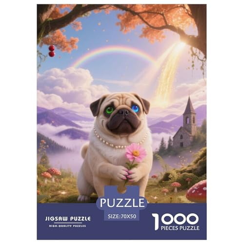Pug Puzzles Geeignet Für Erwachsene Und Kinder Kreativ 1000 Stücke niedlich Haustier Spaß Herausforderend Unique Home Decor 70x50cm von XDDBYUIZP