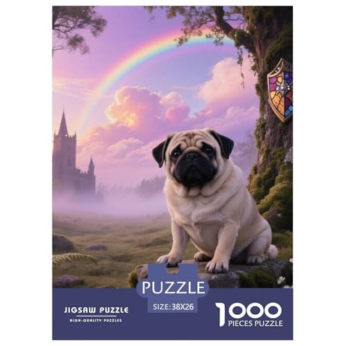 Pug Puzzles Geeignet Für Erwachsene Und Kinder Kreativ 1000 Teile niedlich Haustier Spaß Herausforderend Unique Home Decor 38x26cm Pug Puzzles Geeignet Für Erwachsene Und Kinder Kreativ 1000 Teile niedlich Haustier Spaß Herausforderend Unique Home Decor 38x26cm von XDDBYUIZP