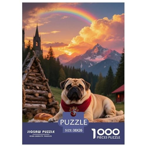 Pug Puzzles Geeignet Für Erwachsene Und Kinder Kreativ 1000 Teile niedlich Haustier Spiele Unique Home Decor 38x26cm Pug Puzzles Geeignet Für Erwachsene Und Kinder Kreativ 1000 Teile niedlich Haustier Spiele Unique Home Decor 38x26cm von XDDBYUIZP