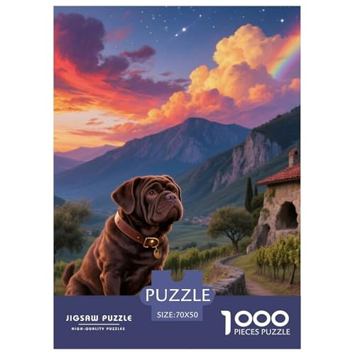 Pug Puzzles Geeignet Für Erwachsene Und Kinder Kreativ 1000 Teile niedlich Haustier Spiele Unique Home Decor 70x50cm von XDDBYUIZP