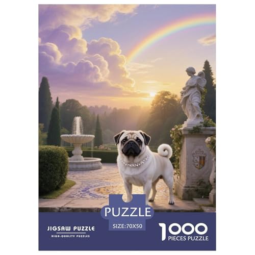 Pug Puzzles Geeignet Für Erwachsene Und Kinder Kreativ 1000 Teile niedlich Haustier Spiele Unique Home Decor 70x50cm von XDDBYUIZP
