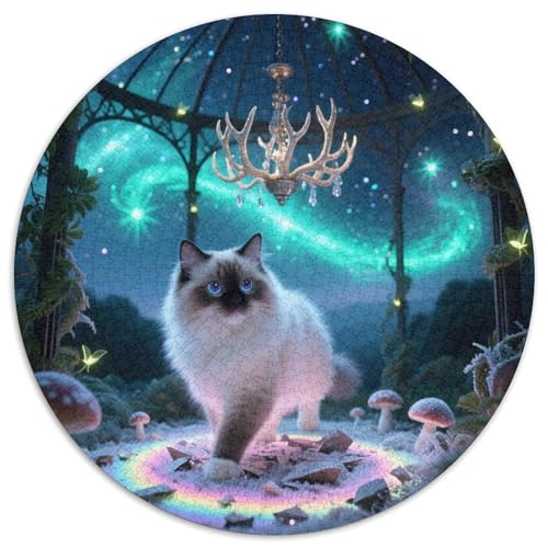 Ragdoll 1000 Stück Puzzles Süße Haustiere Circular Puzzle Puzzle-Spiele Wand Dekoration Geschenk (67.5x67.5cm) von XDDBYUIZP