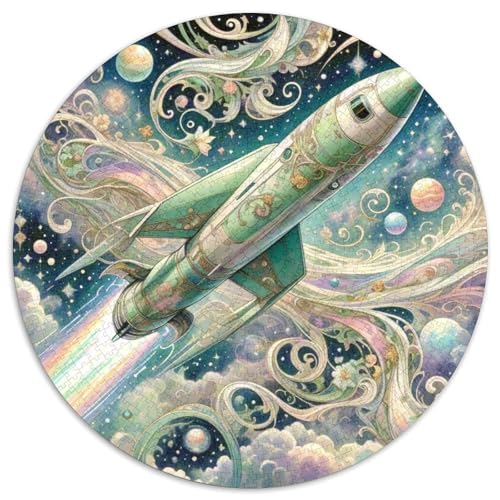 Rocket 1000 PCS Puzzles Stressabbau-Spielzeug Für Erwachsene Kinder Spacecraft Rund Puzzle Puzzle-Spiele Wand Dekoration Geschenk 1000pcs (67.5x67.5cm) von XDDBYUIZP
