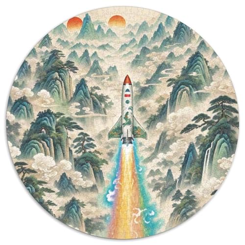 Rocket 1000 Stück Puzzle Für Erwachsene Und Kinder Raumfahrzeug Rundes Puzzle Spiele Wand Dekoration Geschenk (67.5x67.5cm)​ von XDDBYUIZP